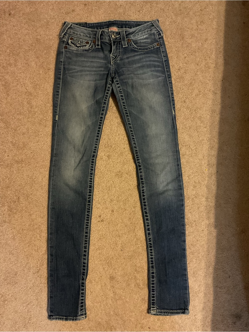 True Religion Women's Skinny Jeans in Faded Blue - Picture 2 of 5